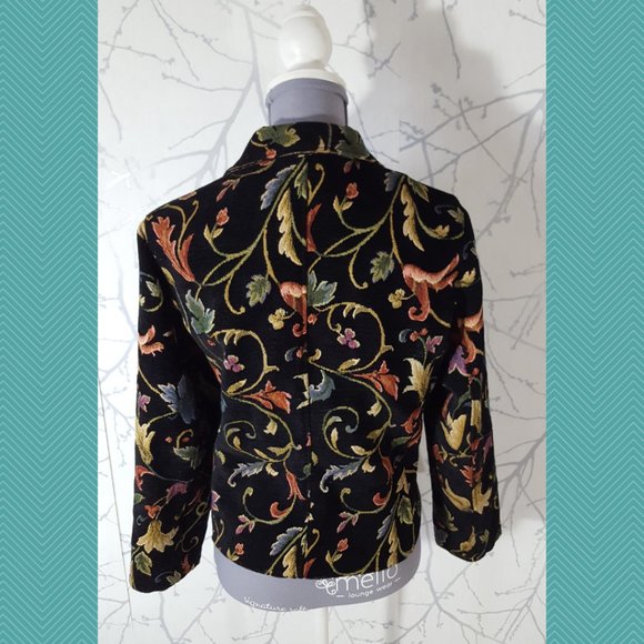 Index Black Corduroy Floral Embroidered Button Front Blazer - Picture 4 of 5